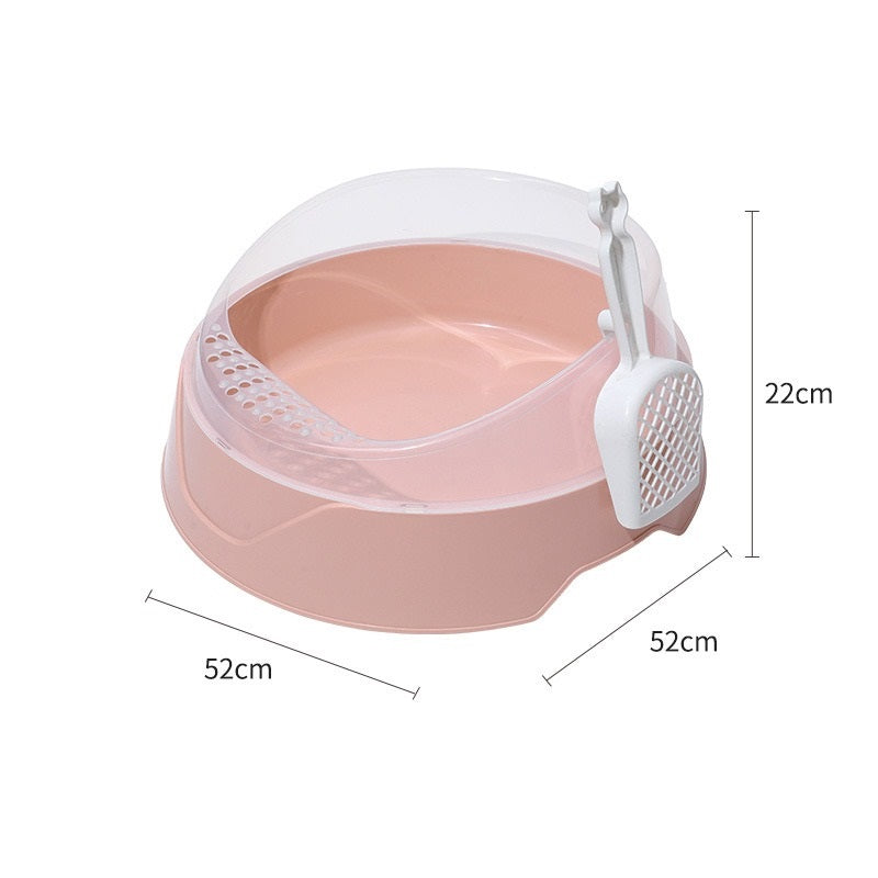 Cat Litter Box Semi-Enclosed with Shovel – Anti-Splash, Large & Small Sizes