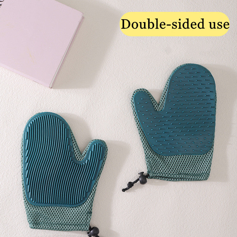 Pet Grooming Gloves Silicone – Hair Removal Massage Gloves for Dogs & Cats