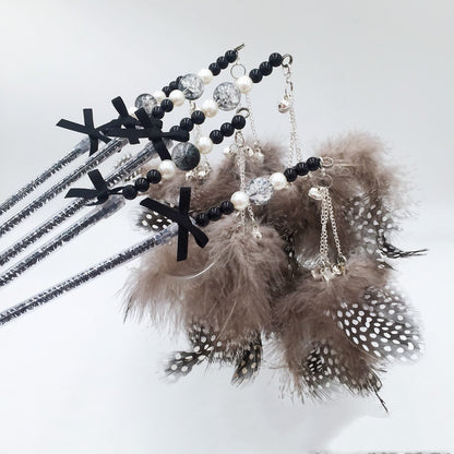 Cat Teaser Wand Toy Plush Feather – Interactive Long Rod Cat Toy
