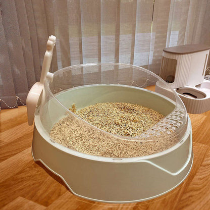 Cat Litter Box Semi-Enclosed with Shovel – Anti-Splash, Large & Small Sizes