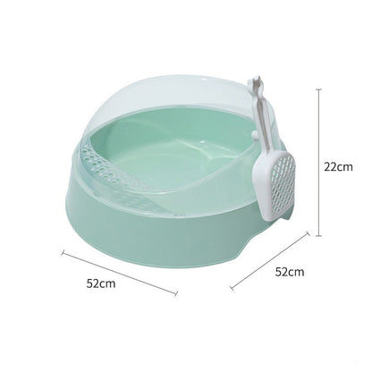 Cat Litter Box Semi-Enclosed with Shovel – Anti-Splash, Large & Small Sizes