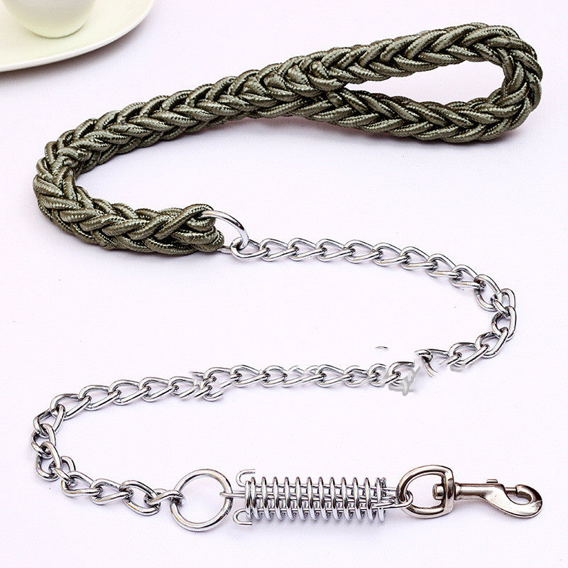 Dog Leash Handwoven Nylon – Anti-Bite, M/L/XL, Green/Red/Black