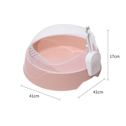 Cat Litter Box Semi-Enclosed with Shovel – Anti-Splash, Large & Small Sizes
